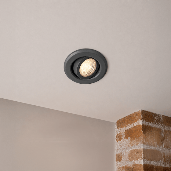 Soho Lighting Anthracite Grey 3K Warm White Tiltable LED Downlights, Fire Rated, IP44, High CRI, Dimmable