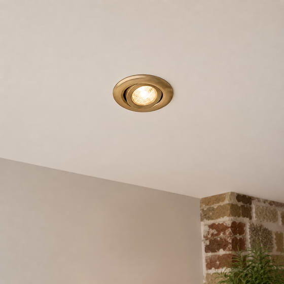 Soho Lighting Brushed Brass 3K Warm White Tiltable LED Downlights, Fire Rated, IP44, High CRI, Dimmable