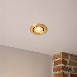 Soho Lighting Brushed Gold Adjustable 3K Warm White Tiltable LED Downlights, Fire Rated, IP44, High CRI, Dimmable