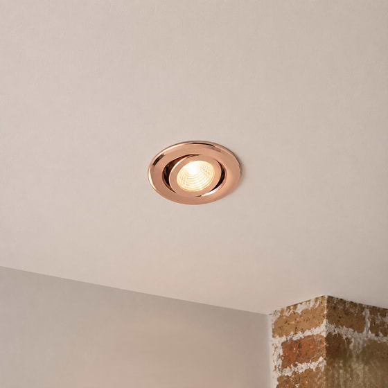 Soho Lighting Rose Gold 3K Warm White Tiltable LED Downlights, Fire Rated, IP44, High CRI, Dimmable