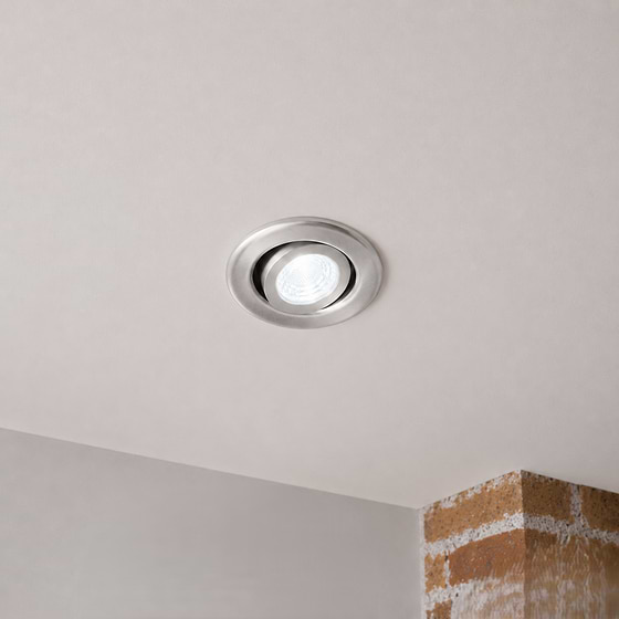 Soho Lighting Brushed Chrome Adjustable 4K Cool White Tiltable LED Downlights, Fire Rated, IP44, High CRI, Dimmable