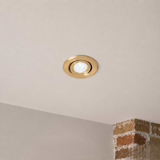 Soho Lighting Brushed Gold Adjustable 4K Cool White Tiltable LED Downlights, Fire Rated, IP44, High CRI, Dimmable