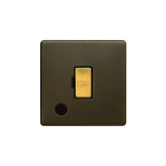 Soho Lighting Bronze & Brushed Brass 13A Unswitched Flex Outlet Black Inserts Screwless