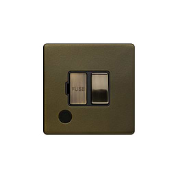 The Eton Collection Bronze 13A Switched Fuse Flex Outlet Black Inserts Screwless