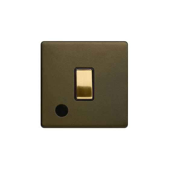 Soho Lighting Bronze & Brushed Brass 20A 1 Gang DP Switch Flex Outlet Black Inserts Screwless