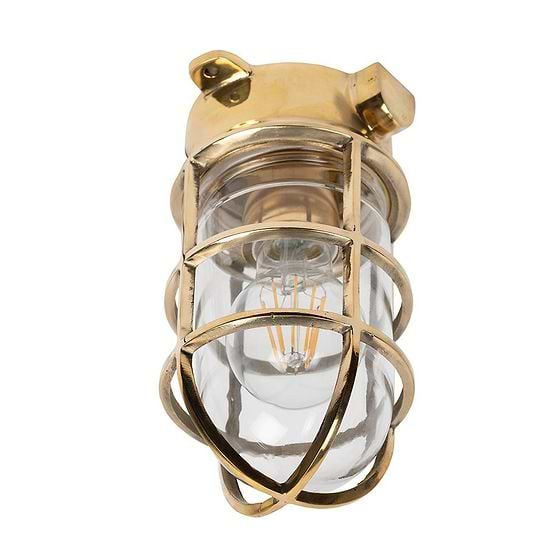 Soho Lighting Kemp Polished Brass Grid IP65 Ceiling Light - The Outdoor & Bathroom Collection