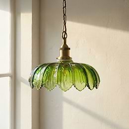 Organic Flora Green Glass Pendant Light