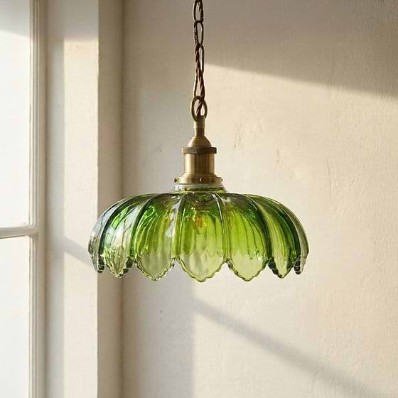 Organic Flora Green Glass Pendant Light