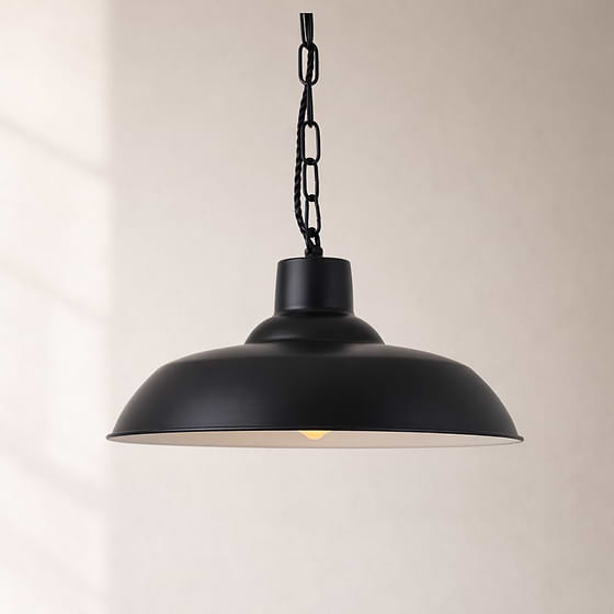 Portland Reclaimed Style Pendant Light in Matt Black