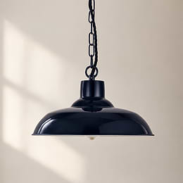 Portland Reclaimed Style Pendant Light in Squid Ink Blue 