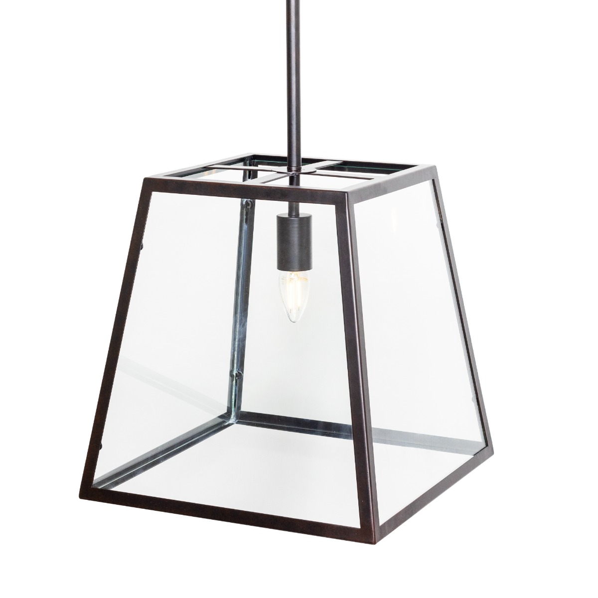 Ludlow Geo Trapeze Metal and Glass Lantern Pendant Light - Soho Lighting