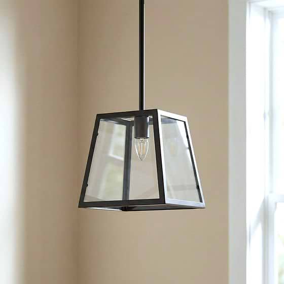 Small Ludlow Geo Trapeze Metal and Glass Lantern Pendant Light
