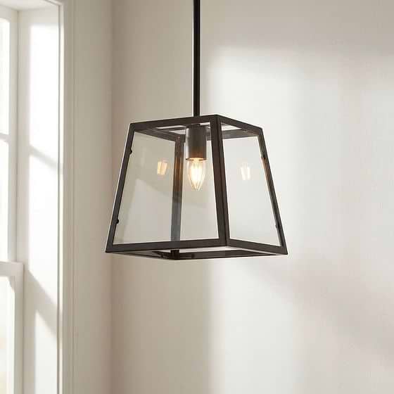 Small Ludlow Geo Trapeze Metal and Glass Lantern Pendant Light