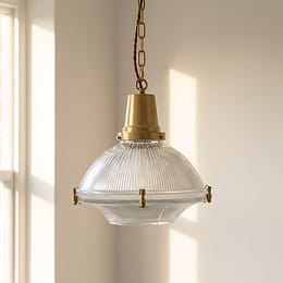 Soho Lighting Hollen Lacquered Aged Brass Brimmed Dome Pendant Light - The Schoolhouse Collection