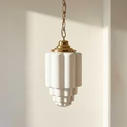 Soho Lighting Glasshouse Polished Brass Opal Art Deco Pendant Light - the Schoolhouse Collection