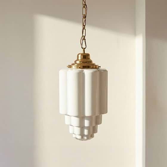 Soho Lighting Glasshouse Polished Brass Opal Art Deco Pendant Light - the Schoolhouse Collection