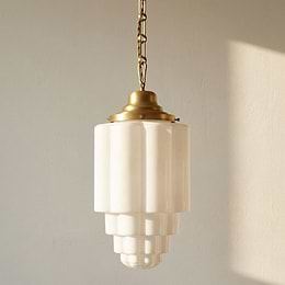 Soho Lighting Glasshouse Lacquered Brass Opal Art Deco Pendant Light - the Schoolhouse Collection