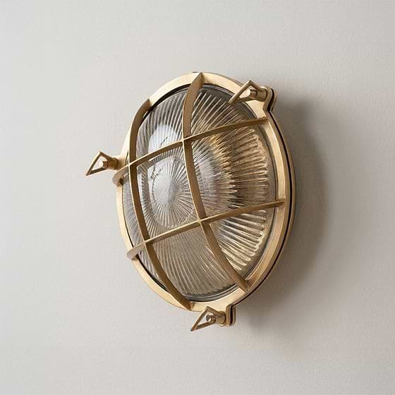Soho Lighting Carlisle Grid Prismatic Glass IP65 Outdoor & Bathroom Laquered Solid Brass Bulkhead Wall Light