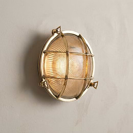 Soho Lighting Carlisle Grid Prismatic Glass IP65 Outdoor & Bathroom Polished Solid Brass Bulkhead Wall Light