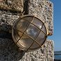 Soho Lighting Carlisle Grid Prismatic Glass IP65 Outdoor & Bathroom Polished Solid Brass Bulkhead Wall Light