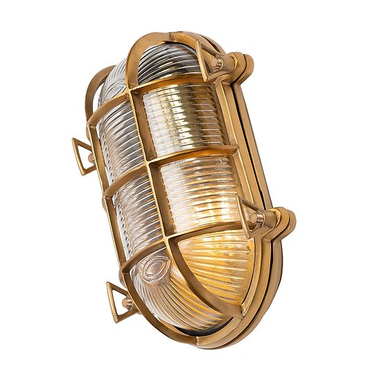 Soho Lighting Flaxman Lacquered Antique Brass IP65 Bulkhead Wall Light- The Outdoor & Bathroom Collection