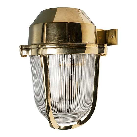 Hopkin Polished Solid Brass IP66 Prismatic Glass Outdoor & Bathroom Wall Light