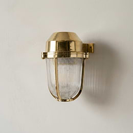 Hopkin Polished Solid Brass IP66 Prismatic Glass Outdoor & Bathroom Wall Light
