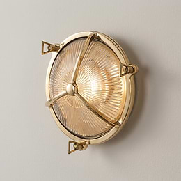 Soho Lighting Carlisle Trine IP65 Outdoor & Bathroom Polished Solid Brass Prismatic Glass Wall Light