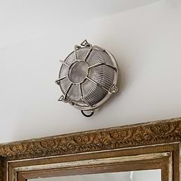 Soho Lighting Carlisle Web Prismatic Glass IP65 Outdoor & Bathroom Nickel Bulkhead Wall Light