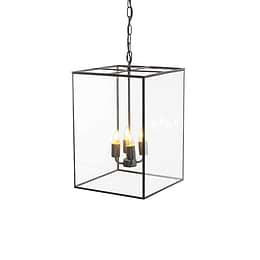 Soho Lighting London Lantern Pendant Light Crossbar Medium Matt Black Brass