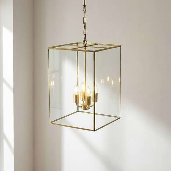 Soho Lighting London Lantern Pendant Light Crossbar Medium Brass