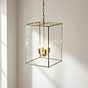 Soho Lighting London Lantern Pendant Light Crossbar Medium Brass
