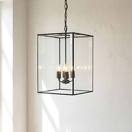 Matt Black and Brass Lantern Pendant Light

