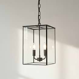 Matt Black and Brass Lantern Pendant Light