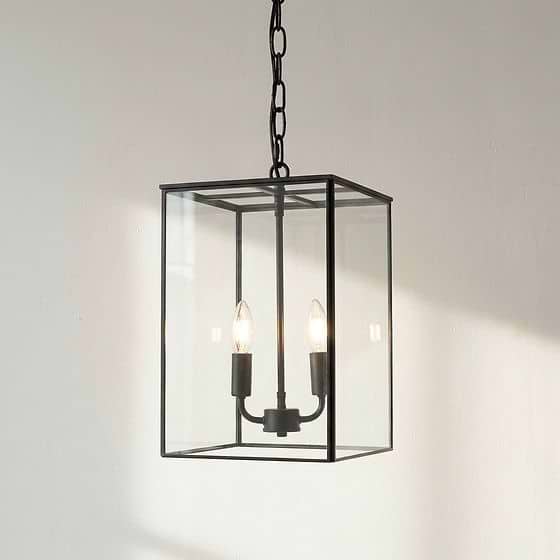 Soho Lighting London Lantern Pendant Crossbar Small Matt Black