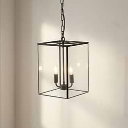 Matt Black and Brass Lantern Pendant Light