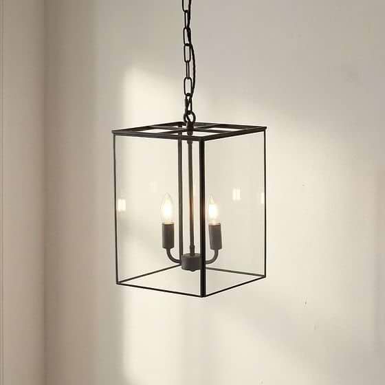 Soho Lighting London Lantern Pendant Crossbar Small Matt Black