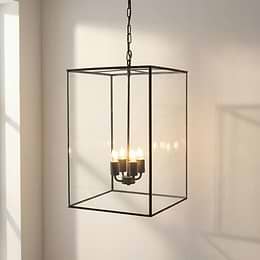 Matt Black and Brass Lantern Pendant Light