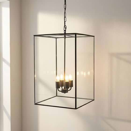 Soho Lighting London Lantern Pendant Crossbar Large Matt Black