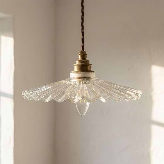 Fluted Fan Glass Pendant Light