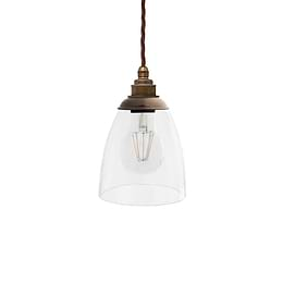 Dickens Clear Glass Pendant Light with Oxford Cap