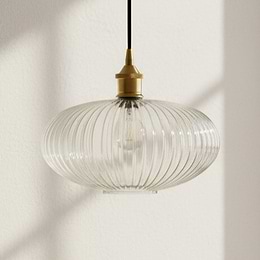  Ribbed Glass Pendant Light
