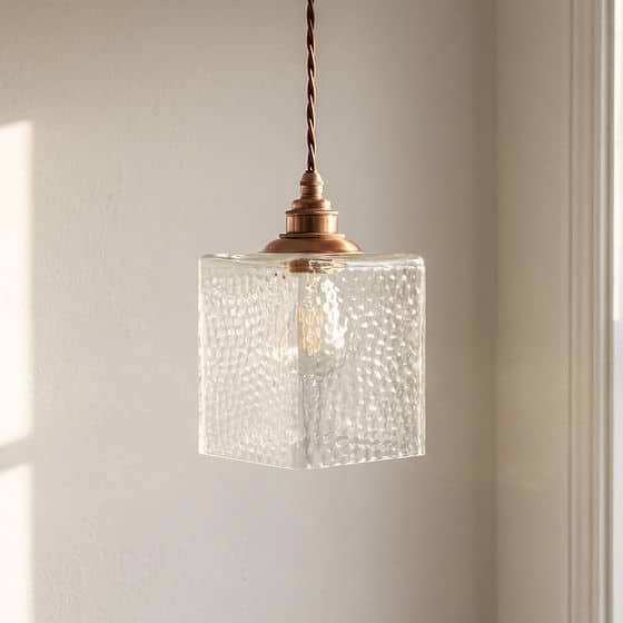 Montagu Cuboid Dappled Glass Pendant Light
