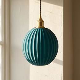 Baltic Fluted Globe Emerald Green Pendant Light