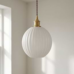 Baltic Fluted Globe Surf White Pendant Light