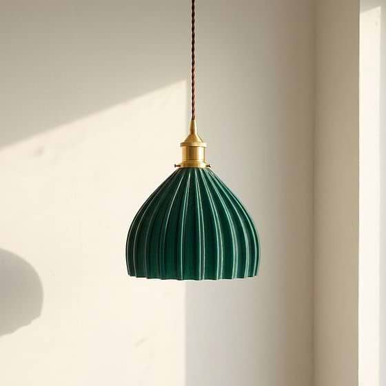 Large Scallop Shell Emerald Green Pendant Light
