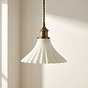 Scallop Fluted Bell Surf White Pendant Light