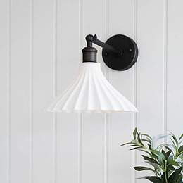 Scallop Fluted Bell Surf White Wall Light