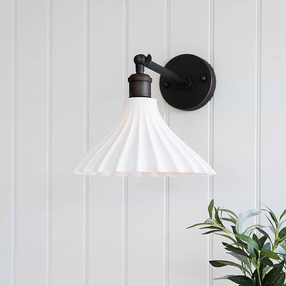 Scallop Fluted Bell Surf White Wall Light