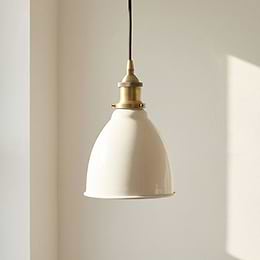 White and Brass Small Pendant Light